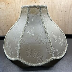 Victorian Lamp Shade Damask Floral & Trim Antique White Brocade  12"H x 17"W